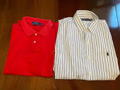 Lot Of 2 POLO RALPH LAUREN Short Sleeve Polo Shirts Men’s L - 1 Long Sleeve Dres • $19.99