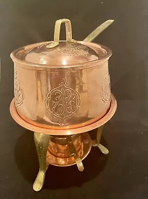 Vintage Copper/brass Chaffing Serving Warming Dish Ornate Engravings Turkey 50's • $42.50