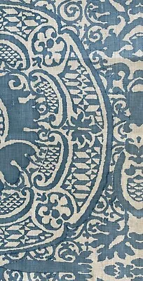 Quadrille Veneto Denim Blue On Tint 100% Linen New Remnant • $20