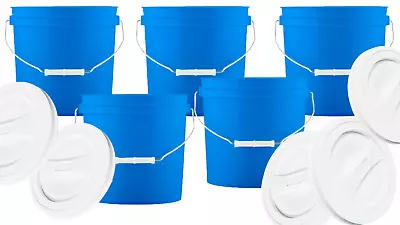 2 Gallon Food Grade BPA Free Plastic Bucket Container With Lid ( Pack Of 5 ) • $56.77