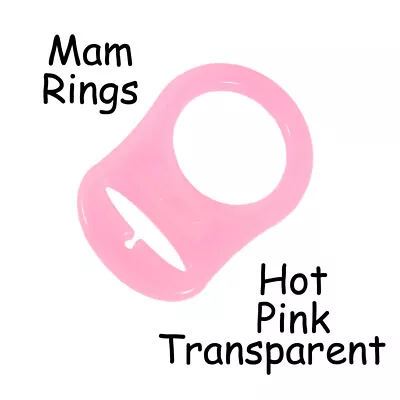 50 Hot Pink Transparent Silicone MAM Ring Button Dummy Pacifier Clip Adapter • $27.30