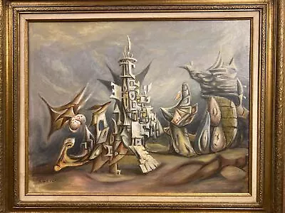 Mid-century A. Giehoff Surrealist Modernism Original Painting Circa 1960’s-70’s • $700