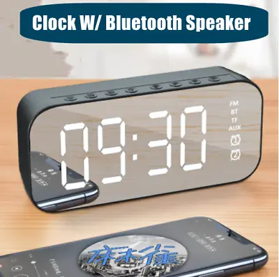 $26.95 • Buy Portable LED Mirror Digital Alarm Clock Wireless Bluetooth Speaker MP3 FM Radio