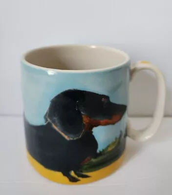 NEW Anthropologie Mug SALLY MUIR DOG-A-DAY Weiner Dog Dachshund Stoneware Cup • $49.99