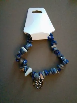 Unique Handmade Lapis Lazuli Crystal Gemstone Bracelet With Horseshoe Carm • £0.99