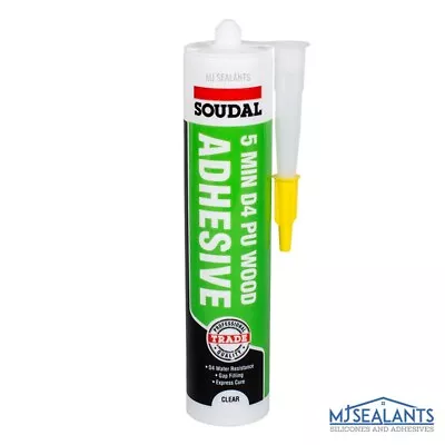 £8.99 • Buy Soudal 5 Minute D4 PU Wood Adhesive Gel Waterproof Fast Curing 300ml