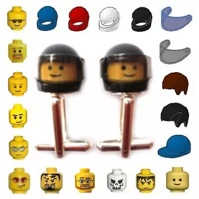 £13.95 • Buy Design Your Own Cufflinks Made With LEGO MiniFig Heads Bricks Wedding Groom Gift
