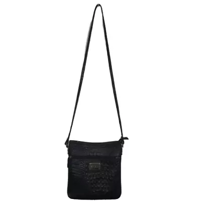 Marc Fisher Faux Leather Cross-body Sling Bag Crocodile Pattern Purse Black 10  • $27.99