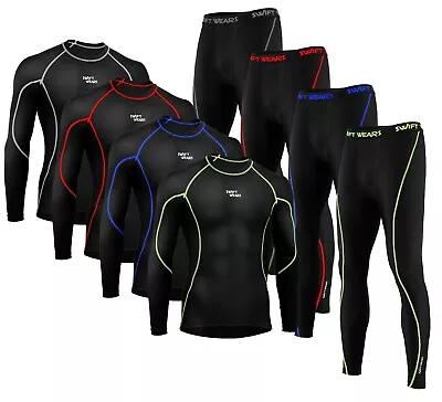 Mens Compression Tights +Top Armor Base Layer Gym Build Trousers Under Full SET • £20.99