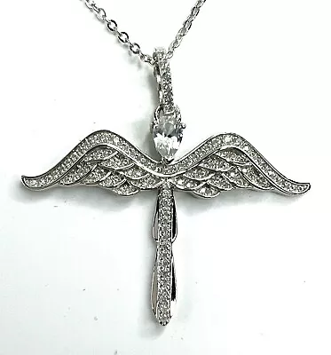 Angel Wings Pendant Necklace Sterling Silver 925 Faith Jewelry Fashion • $22.25