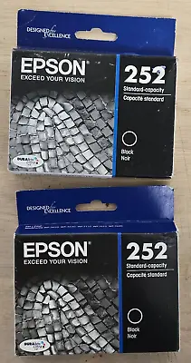 Epson 252 Black Ink Cartridge Lot Of 2 OEM NEW Genuine Sealed 2018+ Date WF-3620 • $12.95