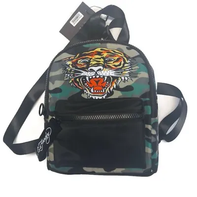 Ed Hardy Festival MINI Backpack Hand Bag Purse Camouflage Tiger Graphic 10  X 8  • $27.47