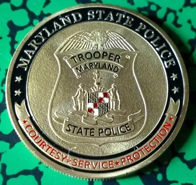 Maryland State Trooper Police Department Colorized Art Round Challenge Coin • $19.99