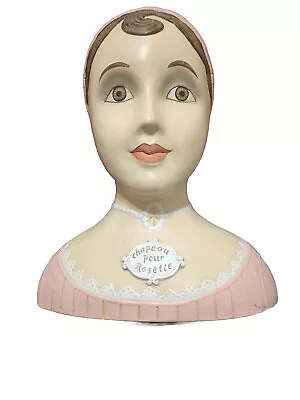 Vintage Mannequin Head Hat Wig Display Chapeou Pour Rosette Hand Painted Flapper • $75