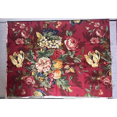 VTG P. Kaufmann Fabric Queensland Crimson Red Roses Floral 1 Yard 36 X54  • $19.99