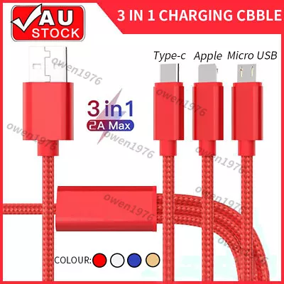 2x Type C Fast Charger Charging Cable 3 In 1 Multi USB Cord Mobile Micro USB • $13.99
