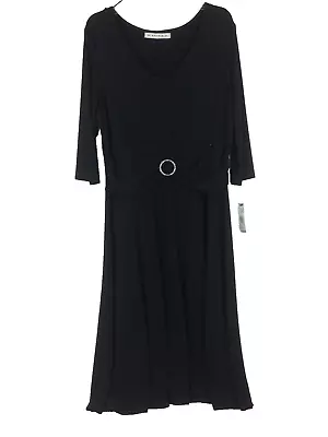 NEW AA Studio AA Women’s Evening Dress ¾ Sleeve Scoop Neck Black Sz 12 • $14.99