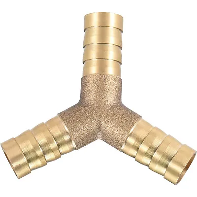 Brass Y Piece 3WAY Joiner Fuel Hose Tee Connector Fitting Air Water Gas 8mm • £3.49