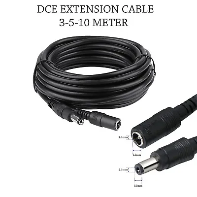 12V DC 3m 10m 20m Power Extension Cable For CCTV LED & Adapters 2.1mm*5.5mm Jack • £3.40