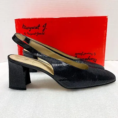 VTG Margaret Jerrold Slingback Vintage 80's/90's Low Heels Black Flair Slip On • $24.99