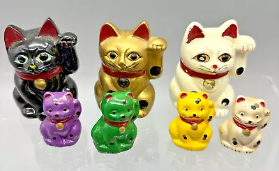 Beckoning Lucky Cat Maneki Neko Miniature Lot Of 7 2  • $27.75