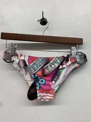 Y2K Ed Hardy Eternal Love Tattooed Pink White Hardware Bikini Bottom XS • $125