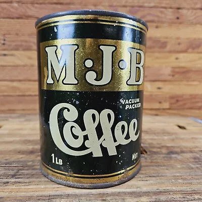 Vintage MJB 1 Pound Coffee Tin Can Litho 1920's San Francisco New York Green • $39.99