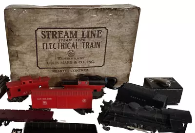 VTG 1950s 50s Louis Marx & Co. Streamline Steam Type Electric Train Set CIB • $135