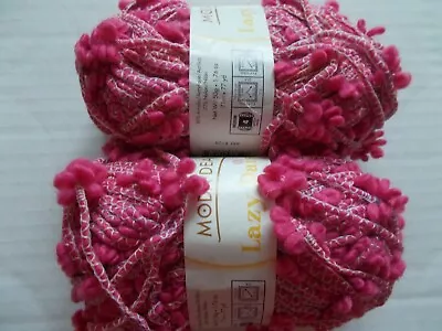 Moda Dea Lazy Daisy Fashion Yarn Bubblegum Lot Of 2 (77 Yds Each) • $14.99