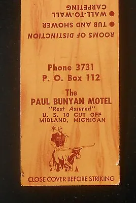 1940s Paul Bunyan Motel Built In Furniture Phone 3731 10 Cut Off Ox Midland MI • $4.82