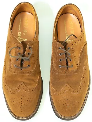 MENS SIZE 11 DB EASY B B's ENGLISH MADE BROWN SUEDE LEATHER BROGUE SHOES BROGUES • £79.99