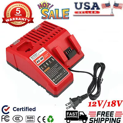 N12-18FC Fast Charger For Milwaukee For M18 Charger Work Tool 12V-18V Battery • $21.99