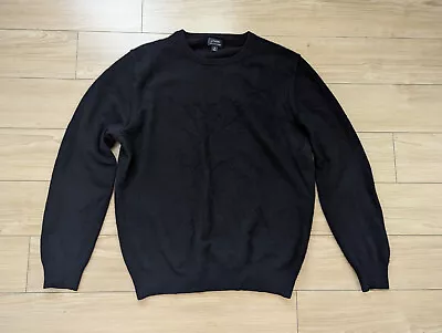 J Crew Sweater Men Medium Black 100% Cashmere Long Sleeve Kit Crew • $40