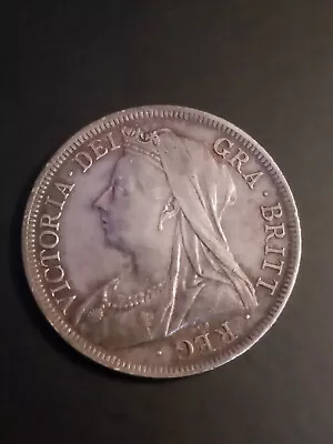 1900 UK United Kingdom Queen Victoria Draped Bust Half Crown .925 SILVER VF • $45