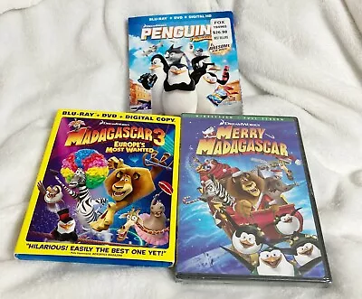 Madagascar 3 Merry Madagascar And Penguins DVD / Blu-Ray With Case Lot Of 3 • $6