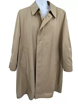 Vtg London Fog Poly Cotton Blend Single Breasted Beige Trench Coat Mens Size 42R • $49.99