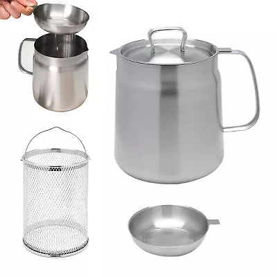 Stainless Steel Oil Strainer Pot Container Jug Storage Can Filter Cooking Grease • $67.51