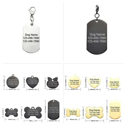 Personalised ID Tags Engraved Dog Tag Cat Collar Name Disc Pet Cat All Shapes • $4.95