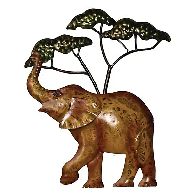METAL ELEPHANTS TREE WALL ART Metal Sculpture African Wildlife • $33.95
