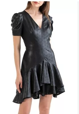 $72 • Buy SHOSHANNA NWT Rowan Eyelet Black Faux Leather Lined Dress Size 4