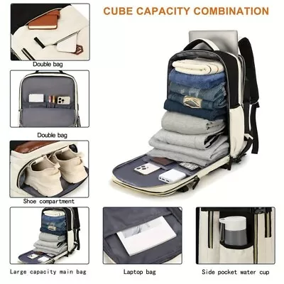 Carry On Backpack Cabin Bag 43x30x18cm Hand Luggage Shoulder Bag Laptop 30L • £28.88