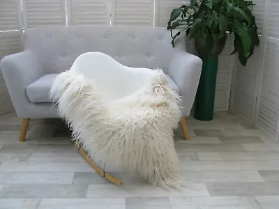 White Curly Mongolian Icelandic Sheepskin Rug Chair Sofa Hide Skin Lambskin G605 • $124.69