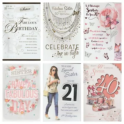 £2.49 • Buy Sister 21st,30th, 40th, 50th,60th, 70th  Birthday Card ~ Various Designs