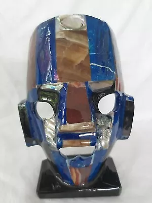 Mayan Semi Precious Stone Abalone Onyx  Mother Of Pearl Burial Mask Stand Mexico • $22.60