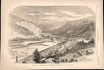 Civil War Birds-eye View Harper's Ferry & Maryland Heights 1862 Engraved Print • $34.95