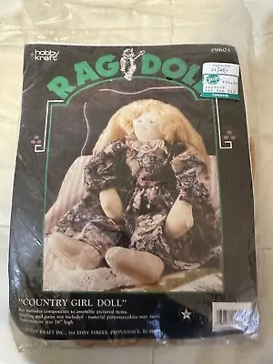 VTG NEW Hobby Kraft    Country Girl   Rag Doll & Dress Sewing Craft Kit # 9601 • £11.88