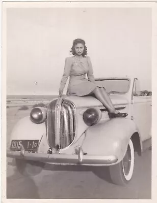 Egypt Ventage Photo - Lady With Sexy Legs On Top Of An Old Car • £48.26