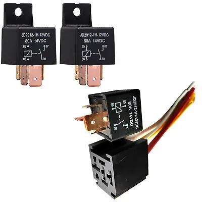 2X DC 12V Relay Socket Harness 80A AMP 4-Pin SPST Start Relay For Car Van Motor • $12.29