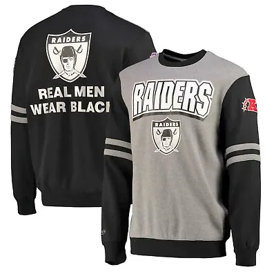 NWT - NFL OAKLAND RAIDERS Mens Mitchell & Ness Crewneck Sweatshirt : S - 4XL • $59.99