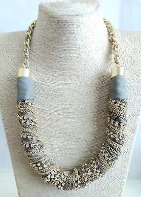 Chunky Wrapped Chains Fabric Statement  Necklace Costume Jewellery H • £10.95